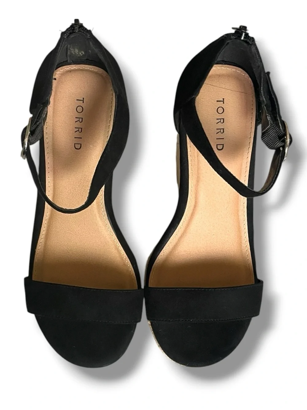 Torrid Black Espadrille Wedge Sandals Ankle Strap Platform Heels Size 9.5W